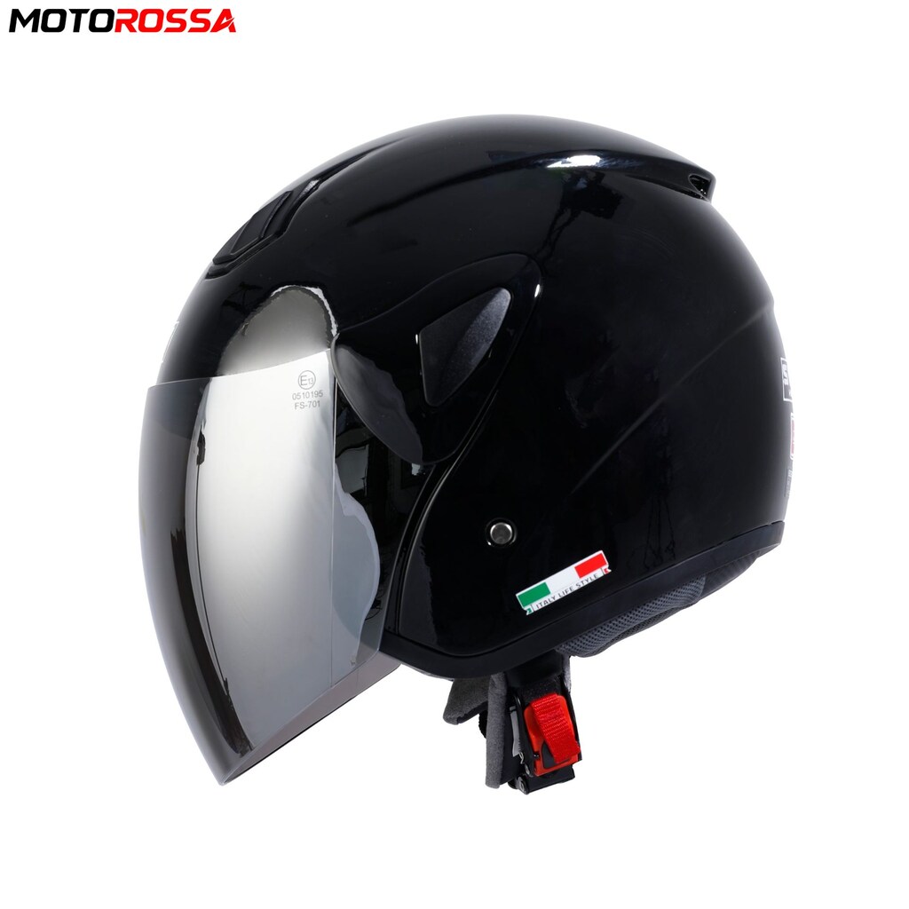 SWAY 733 Parlak Siyah Yarım Motosiklet Kaskı | MOTOROSSA