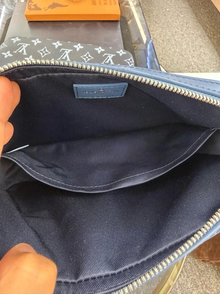 Sıfır LV Monogram Mavi Askılı Çanta Seti - 8