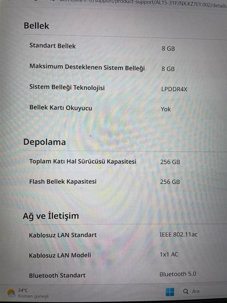 ACER LAPTOP 256GB 8Gb - 18