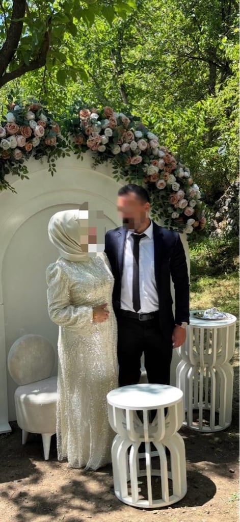 krem taşlı parlak nikah nişan elbisesi tesettür - 2