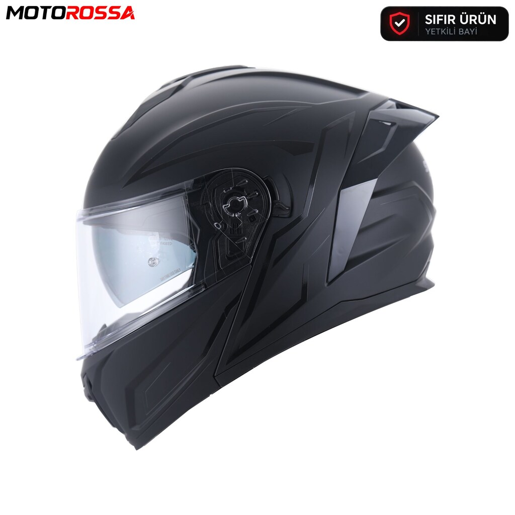 SWAY 919 SHINY Çene Açılır Motosiklet Kaskı Siyah | MOTOROSSA - 2