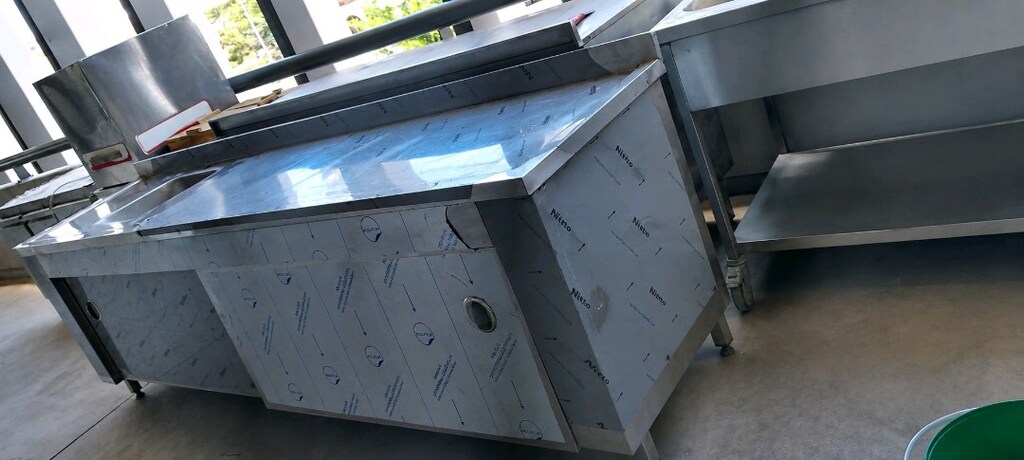evveli ara raflı sürgü kapılı paslanmaz çelik çalışma tezgahı 280X67X8 - 3