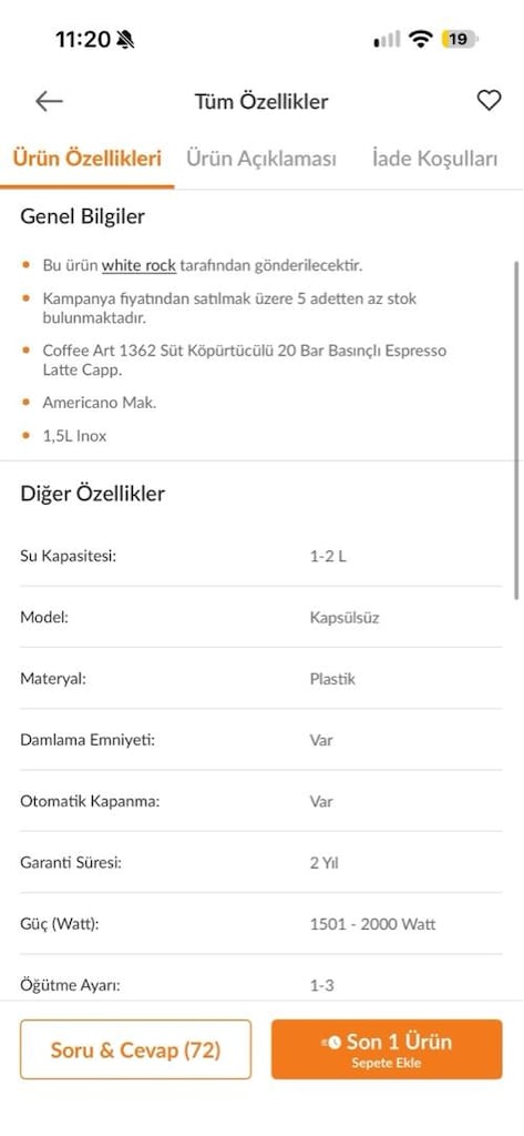 Karaca Coffee Art 1362 Süt Köpürtücülü 20 Bar Basinçlı Espresso Latte - 9