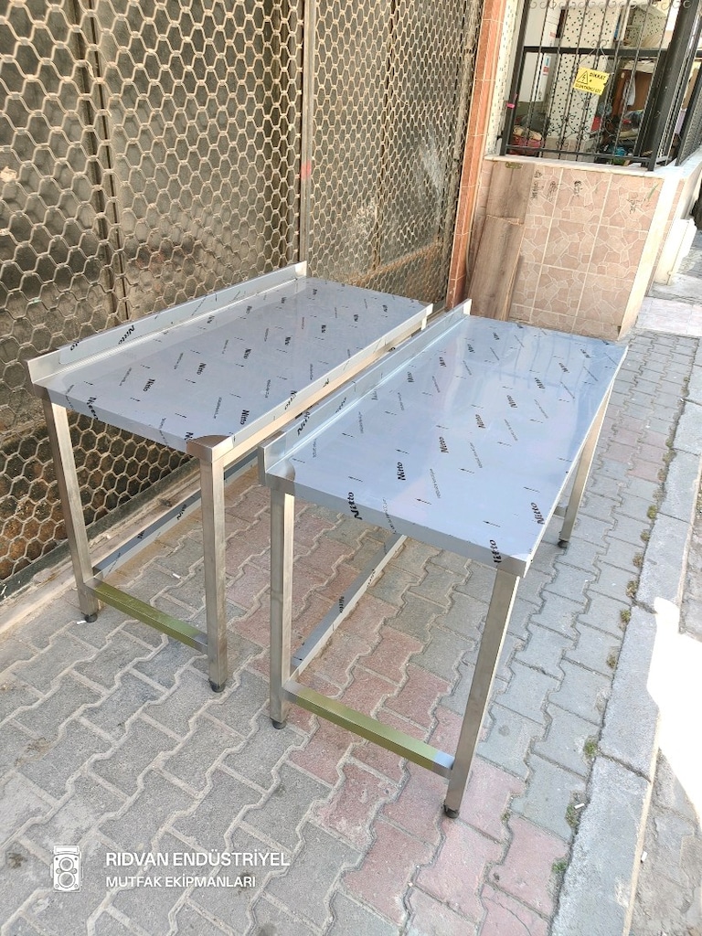 krom tezgah krom çalışma tezgahı endüstriyel hazır mutfak 140 cm krom - 12