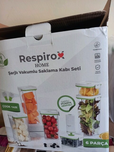 Respiro Home 6 Parça Şarjlı Vakumlu Saklama Kabı Seti