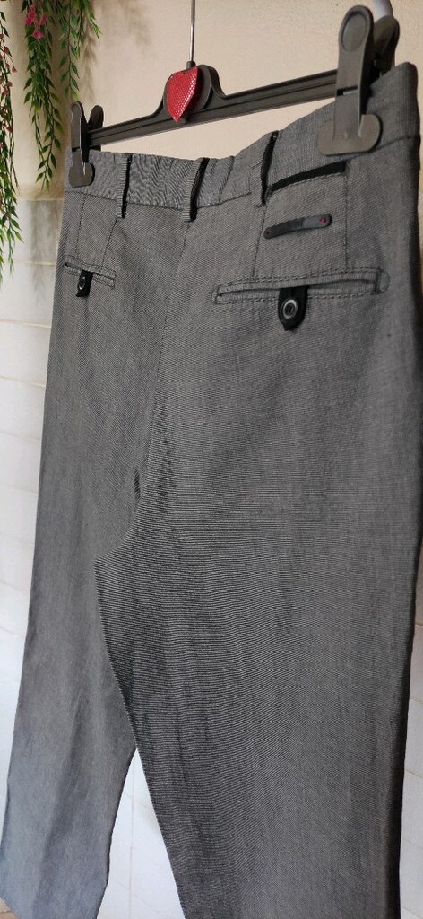 54 Beden Gri Regular Fit Pamuklu Pantolon - 7