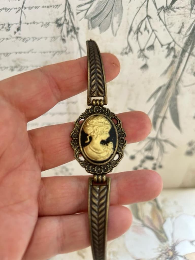 siyah altın Vintage Cameo takı seti - 12
