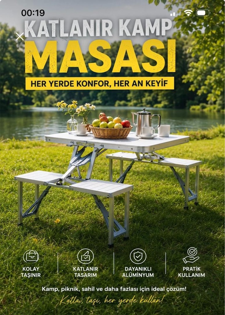 katlanır kamp masası - 3