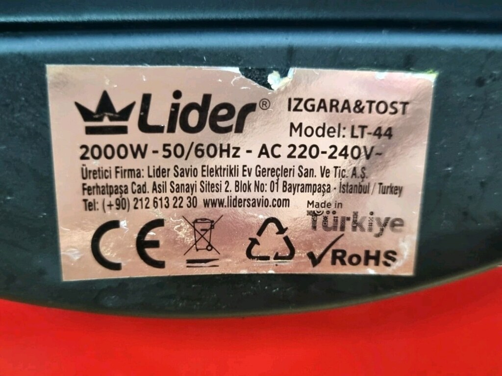 Lider ( 2000 W modern Tost makinesi ve et ızgarası) - 5