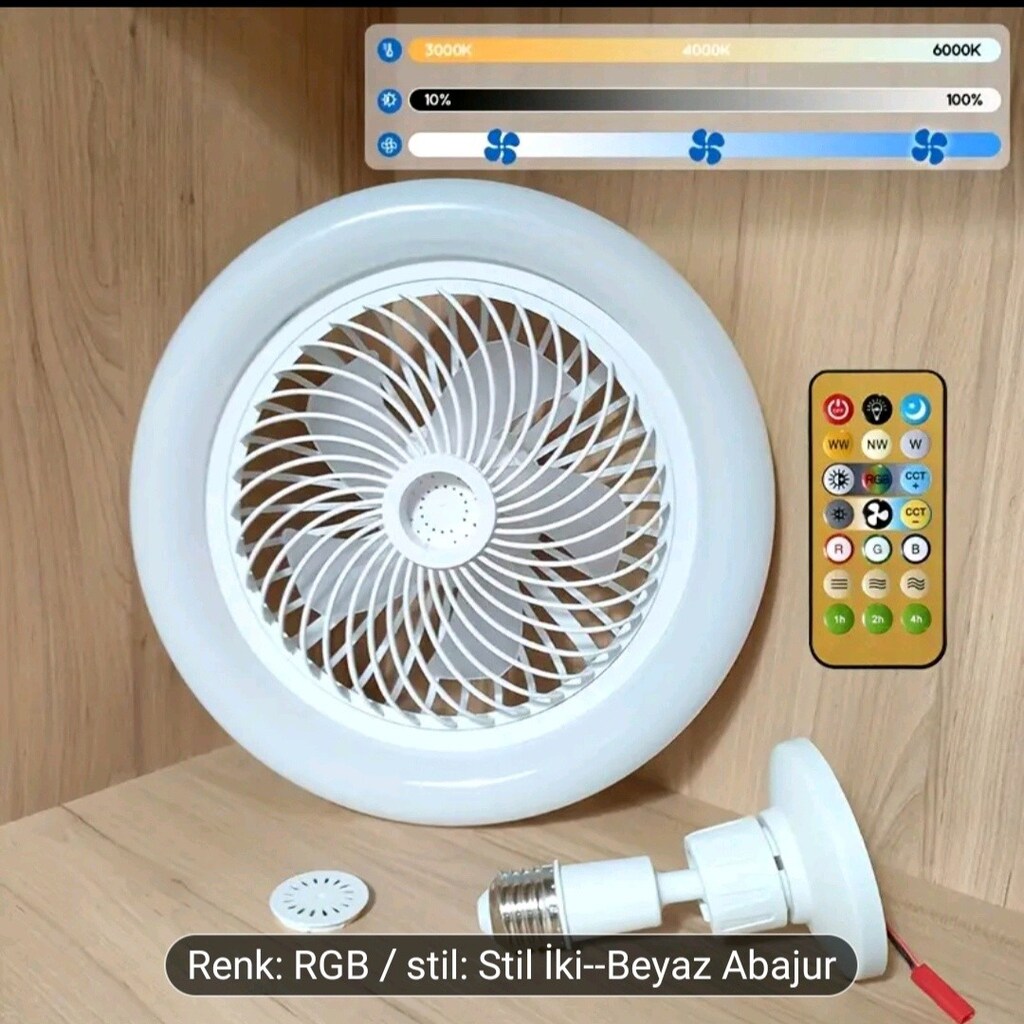 Çok fonksiyonlu tavan vantilatör led ışık hem renk seçeneği sıfır kuma - 17