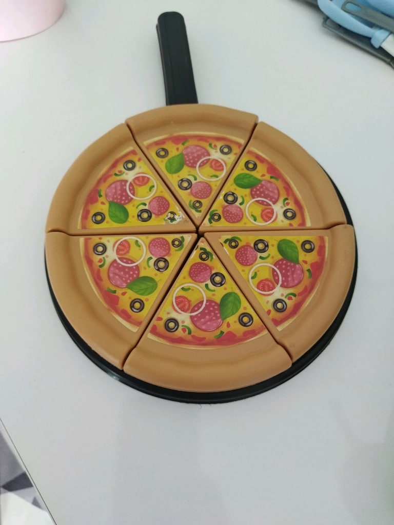 oyuncak hamburger, pizza kesilen meyve ve fincan takımı - 3