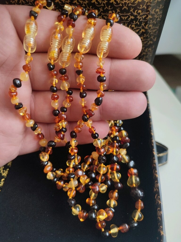 damla kehribar bileklik ve kolye set - 2