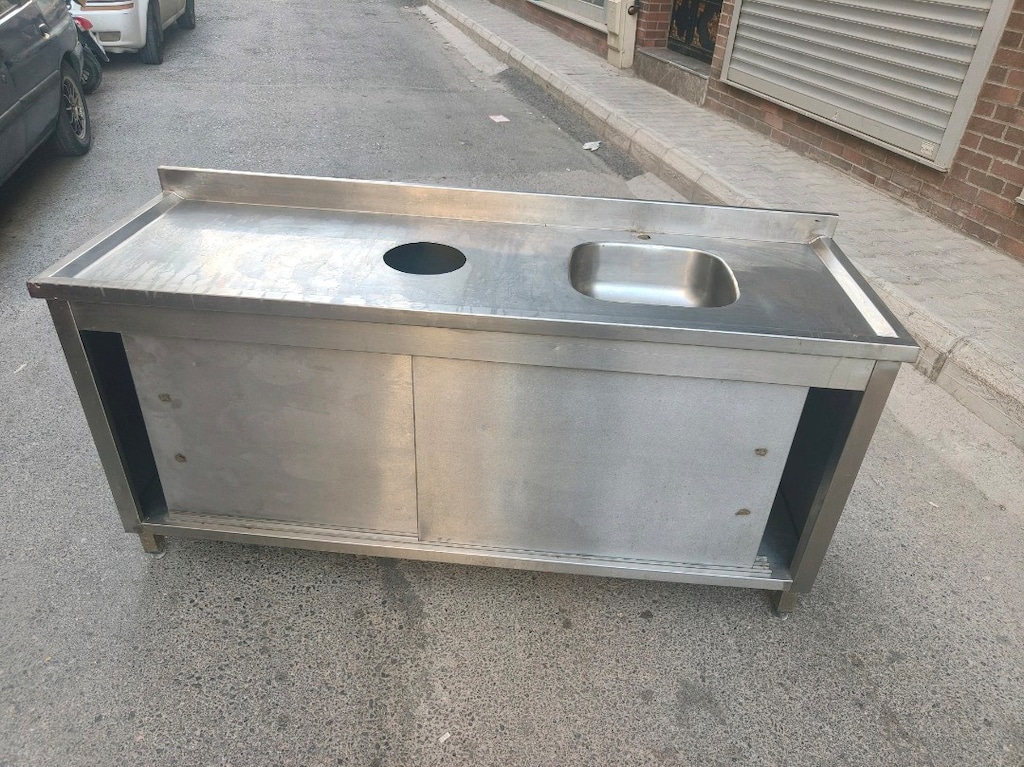 krom kapaklı evye tezgah - 8