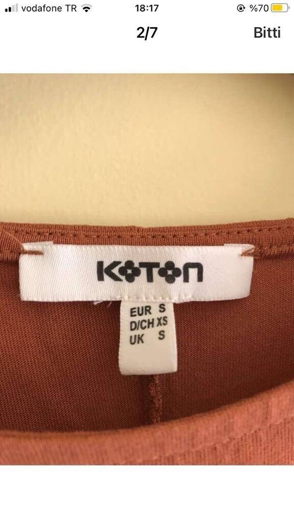 Kiremit Rengi Kol Detaylı Koton Tişört S Beden - 2