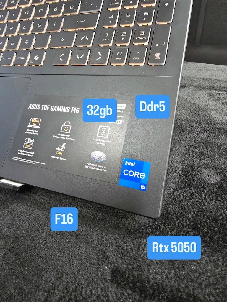 ASUS TUF GAMING F16 – RTX 5050 8 GB – 32 GB RAM - 3