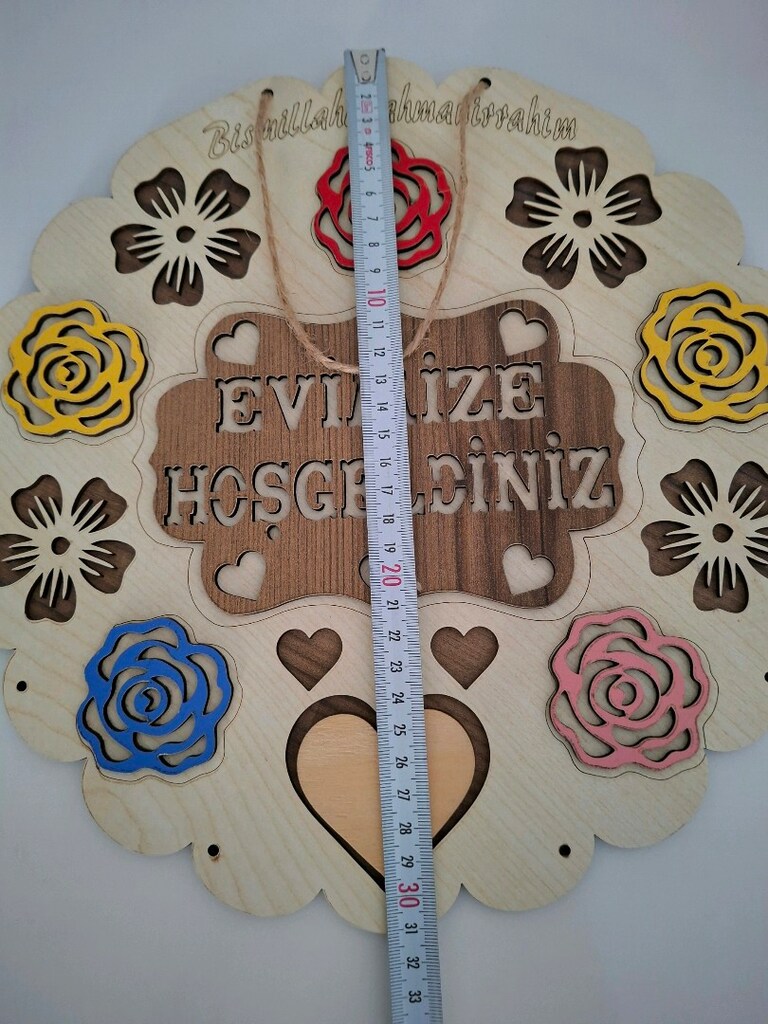 Hoşgeldiniz Ahşap Kapı Süsü - 3
