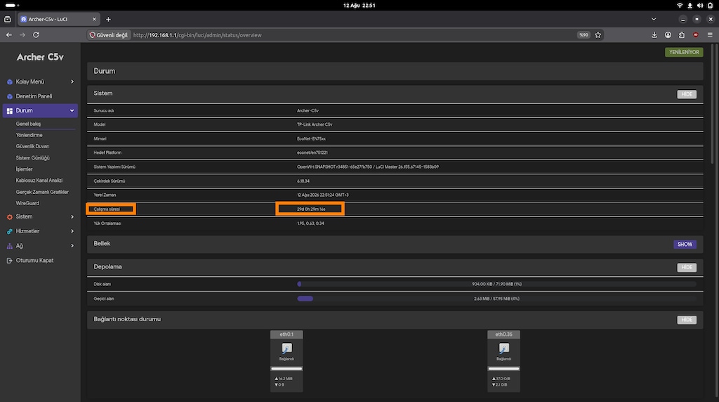 OpenWrt yüklü TP-Link Archer C5v router SIFIR ÜRÜN - 3