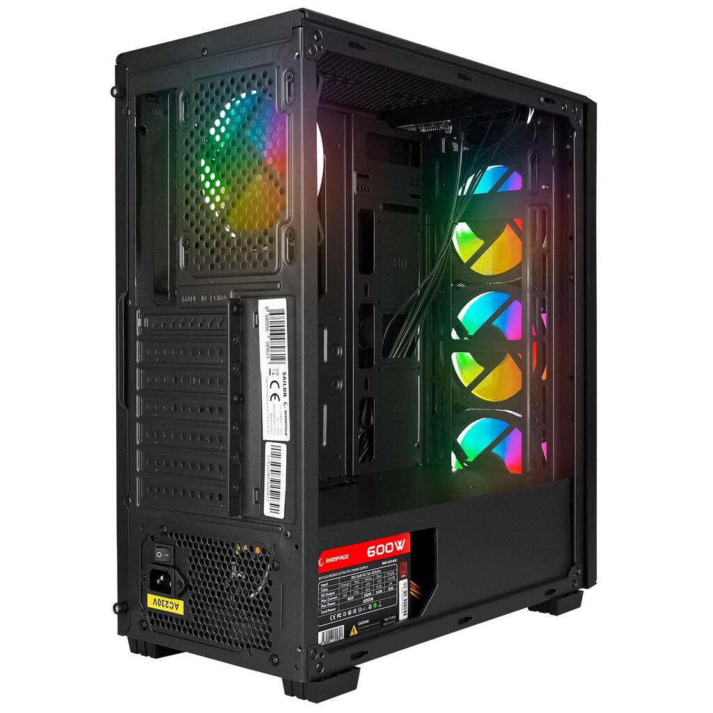 Rampage SAILOR Temperli Camlı Siyah ATX Mid-T Gaming Boş Kasa - 3