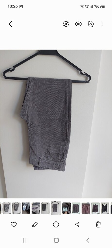 M&S 40 no.Gri ince kadife bayan pantolon