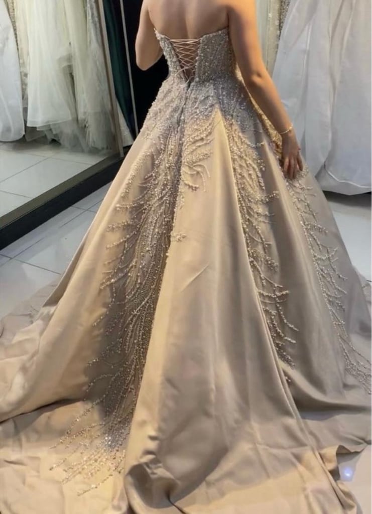 Özel Dikim Prenses Model Taş-Altın Rengi Nişanlık - 9