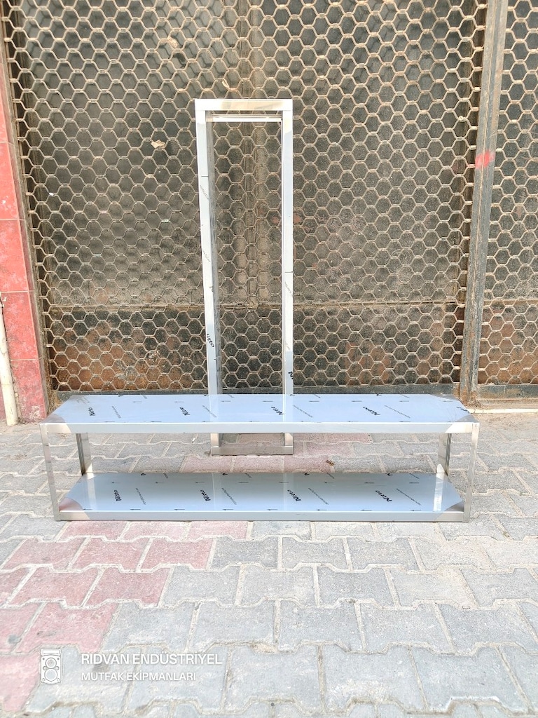iki katlı duvar rafı krom duvar raf endüstriyel hazır mutfak krom raf - 7