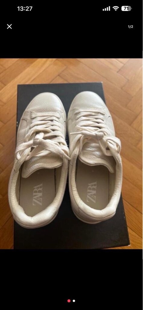 Zara Deri Bej Kadın Sneaker (36)