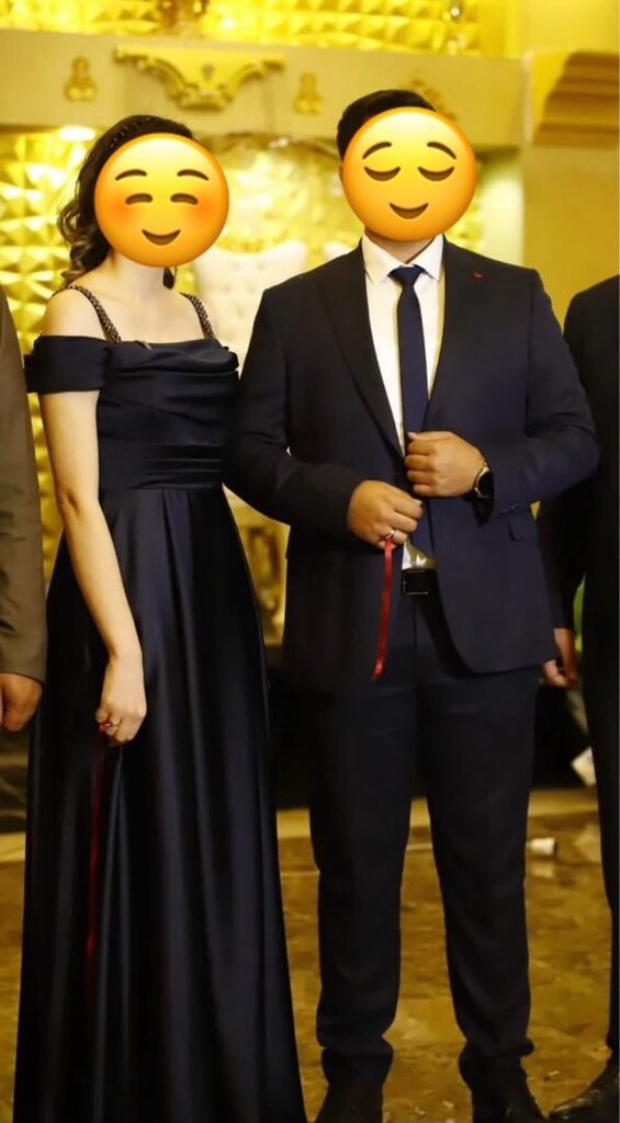lacivert saten şık abiye - 2