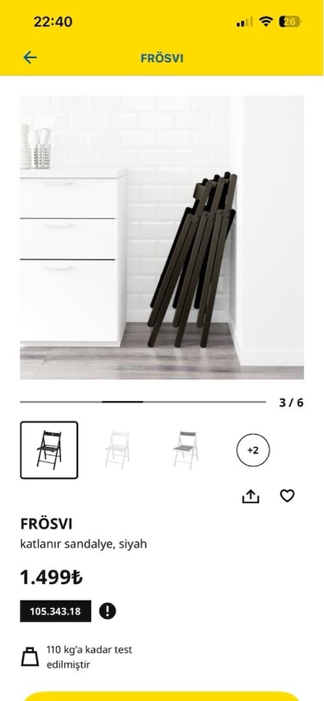 FRÖSVI ikea katlanır sandalye, siyah-knisa koyu gri - 4