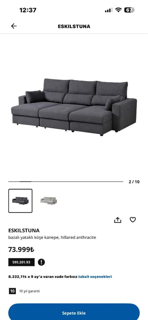 ikea eskilstuna 3lü koltuk - 9