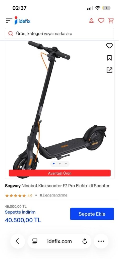 [TEMİZ / KUTULU / FULL SET] Segway Ninebot F2 Pro + Kask + Yale Kilit - 3