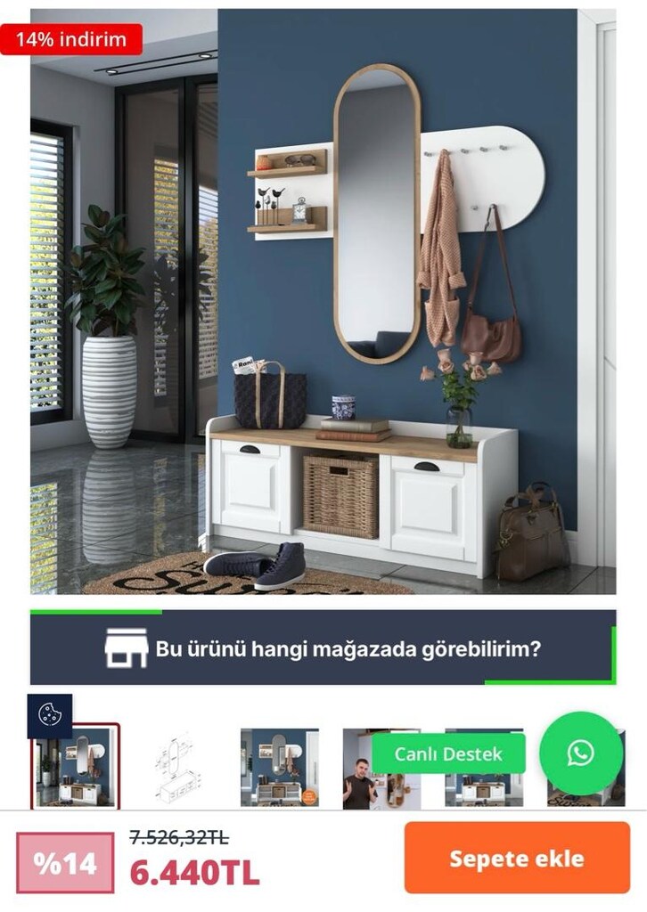 Aynalı Vestiyer Modern Portmanto Duvar Askısı - 4