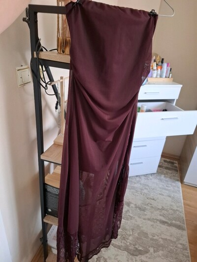 Bordo Dantel Elbise