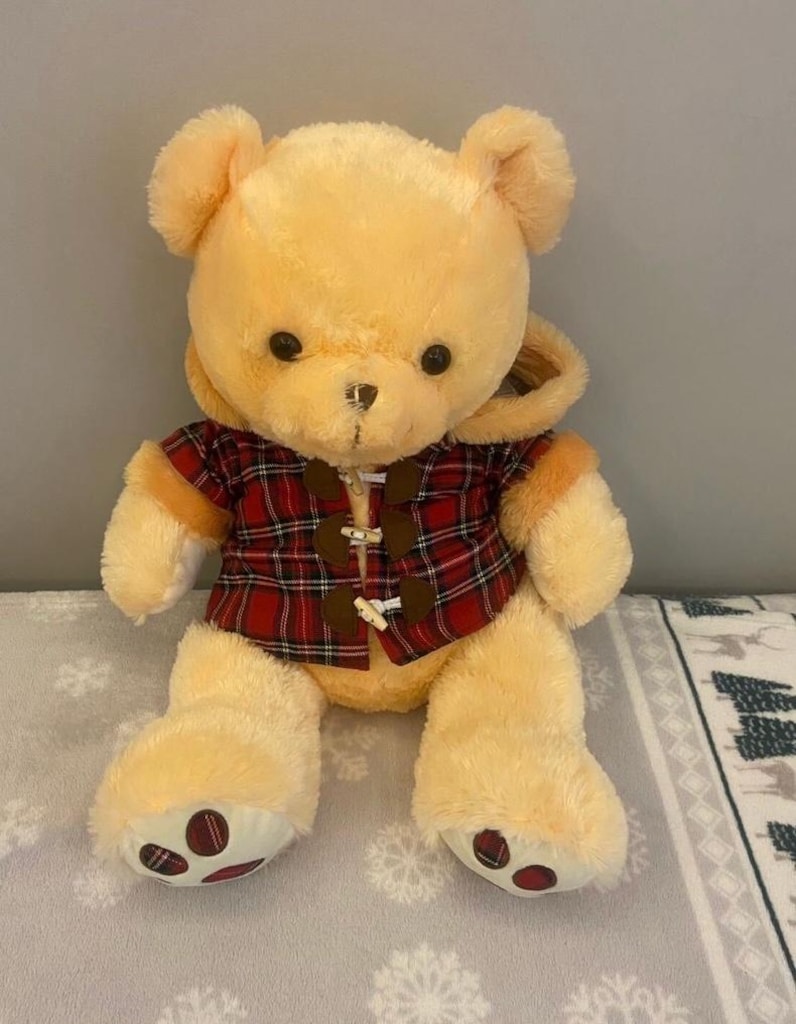 Ekose elbiseli Peluş ayıcık - 2