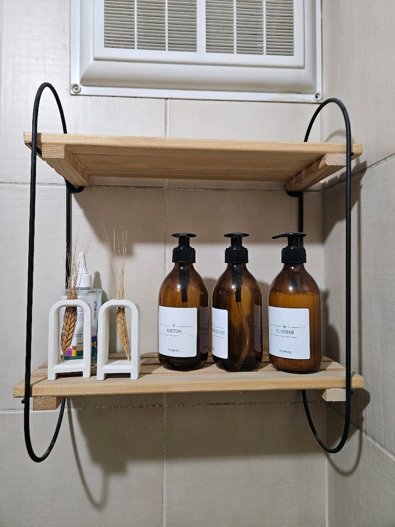 İkili ahşap banyo rafı organizeri - 2