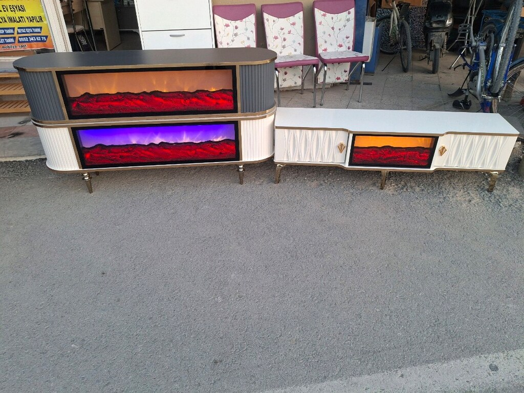 şömineli tv ünitesi Bluetooth özellikli sıfır ürün genişlik 160 - 2
