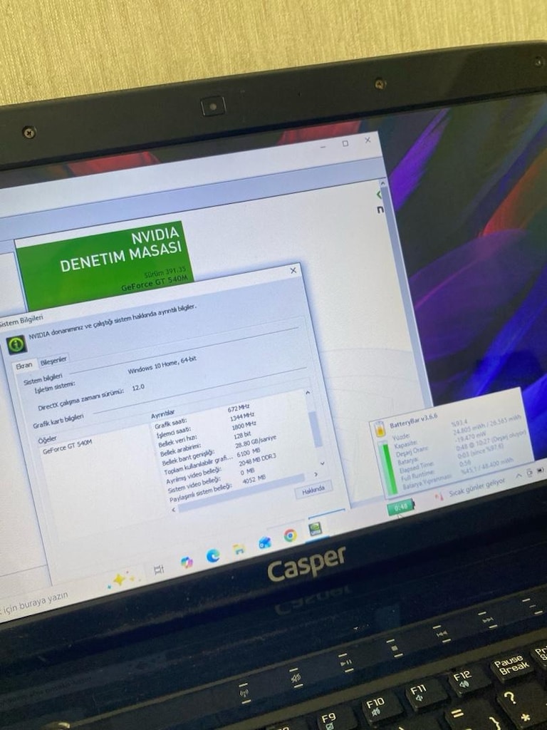 CASPER-i5-8GB RAM-256GB SSD-2GB NVIDIA 540M 128Bit-BATARYALI-LAPTOP - 4