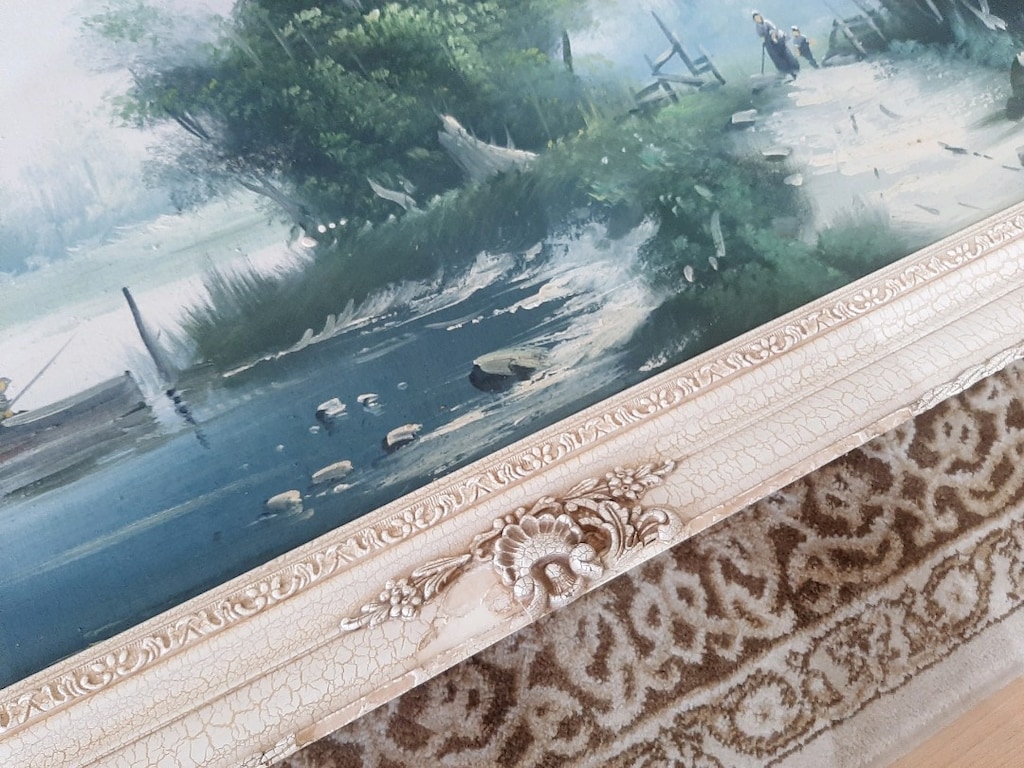 imzalı Antika Resim Yağlı Boya Resim Tablo 110cm/60cm çerçevesinde eks - 6