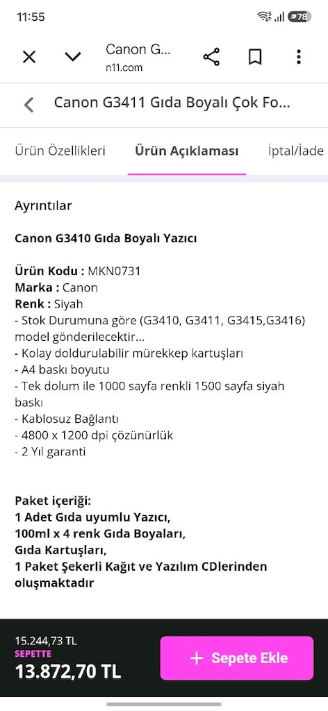 canon pixma G3411 yazıcı - 6