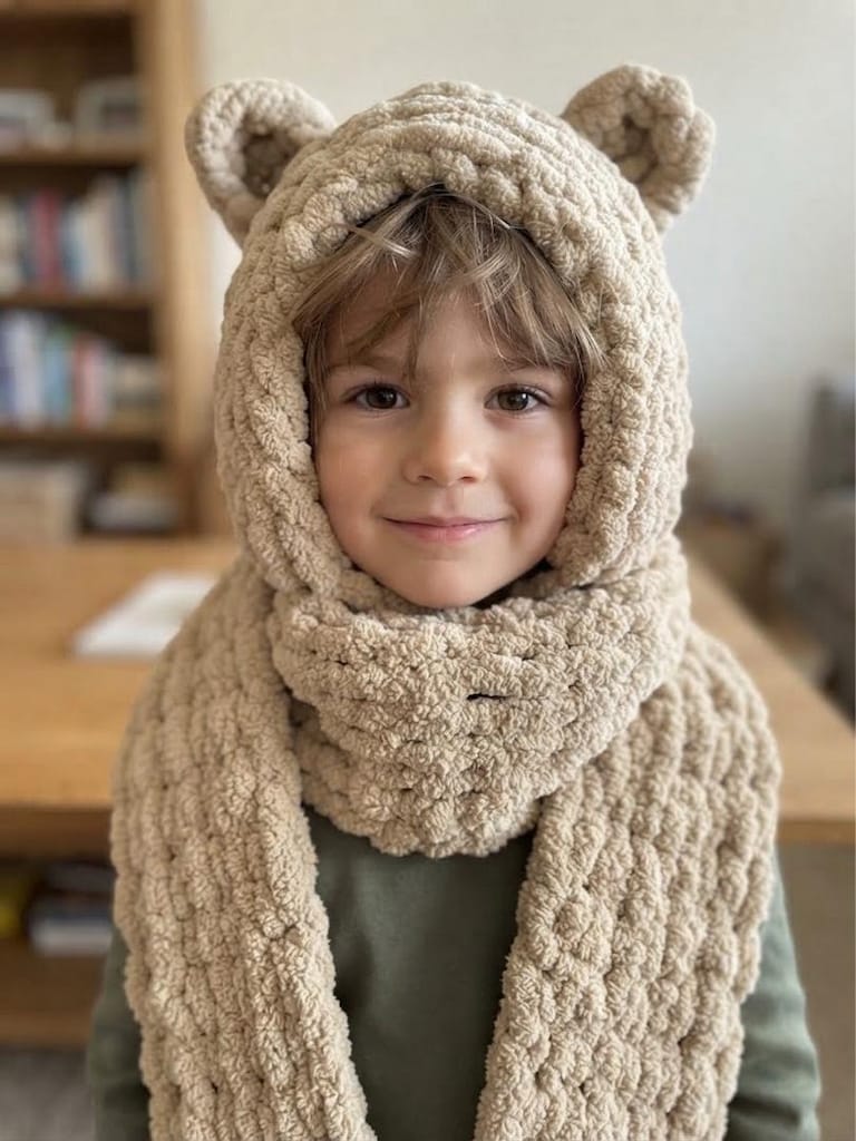 Sıfır El Emeği Peluş Çocuk Balaklava / Bere Şapka
