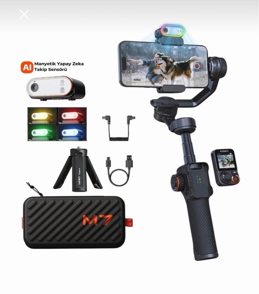 Hohem iSteady M7 Kit Yapay Zeka Takip Sensörlü 3 Eksenli Telefon Sabit