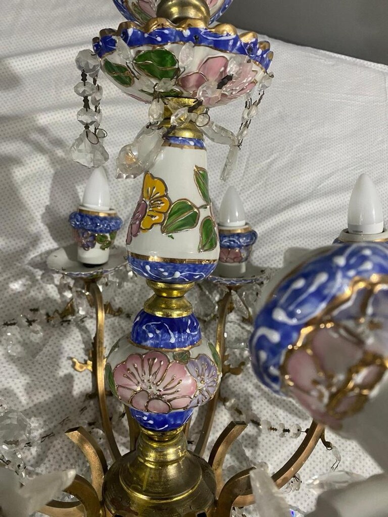 vintage altın tonlu porselen avize 2 adet - 4