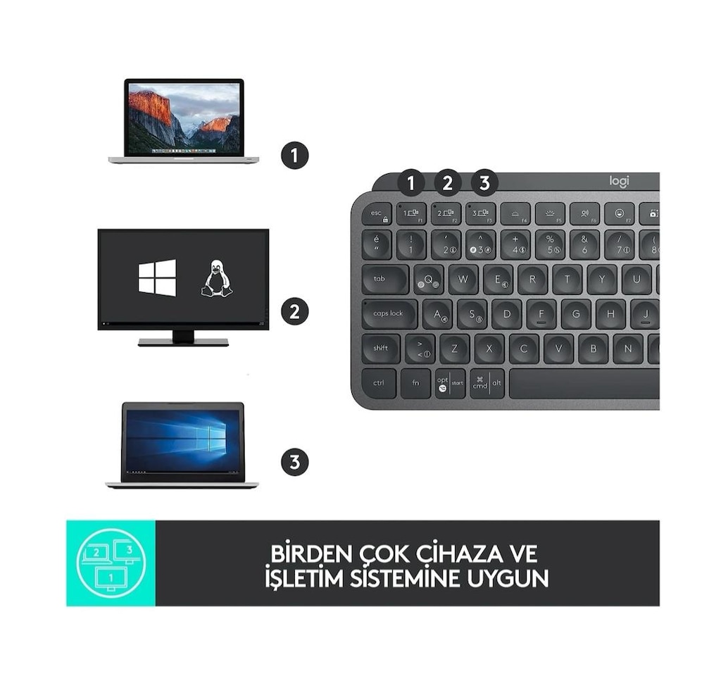 logitech mx keys mini klavye(2 yıl garantili) - 6