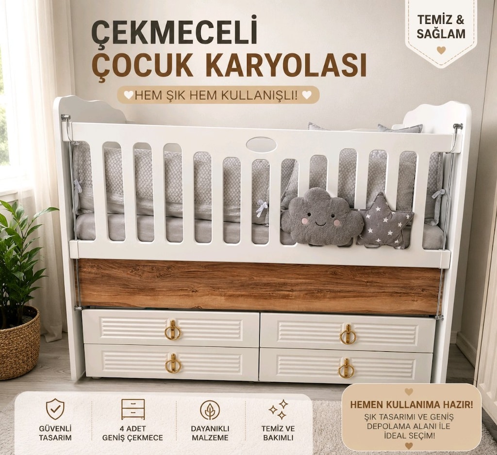 satılık cekmecelı montessorı çocuk karyolası