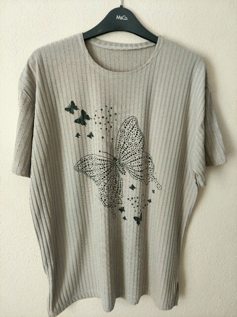 KELEBEK desen oversize tshirt-bluz