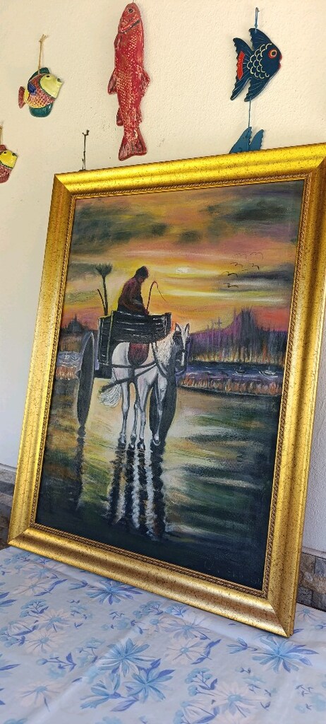 Tual üstüne yağlı boya çalışma imzalı usta işi 80 cm 60 cm - 3