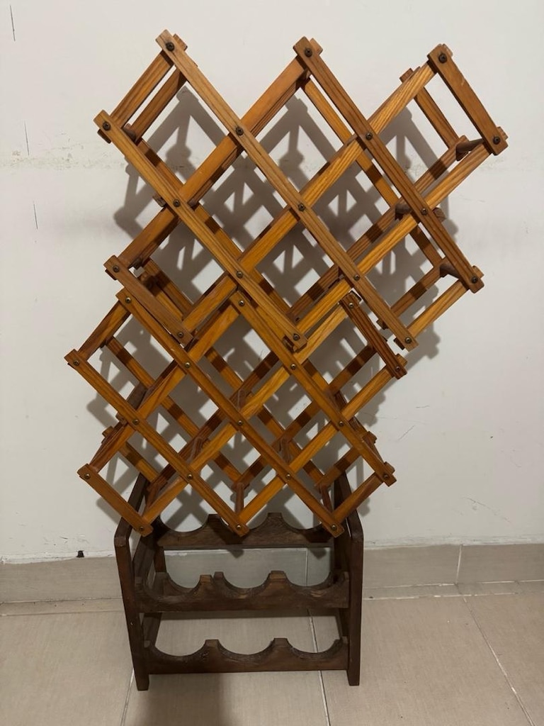 Vintage Ahşap Şaraplık Takımı – 2 Katlanır Akordiyon + 1 Sabit Şişelik - 6