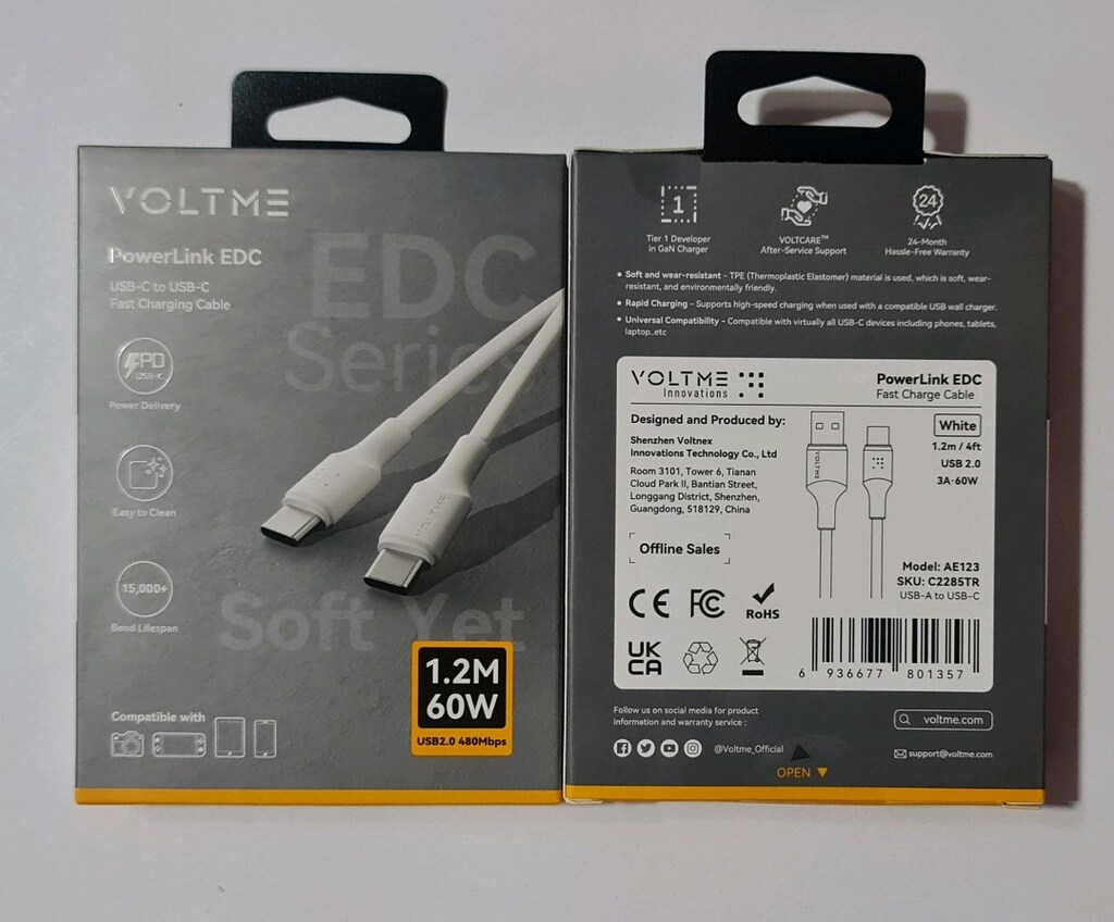 VOLTME Powerlink edc 60W USB to Type-C HIZLI Şarj Kablosu 1,2 BEYAZ. - 5