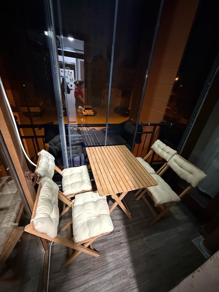 Meya Dekor 4+1 Minderli Balkon Bahçe Mutfak Bistro Set Katlanır Masa-s