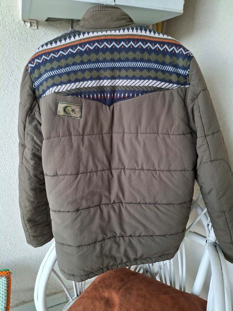 Haki triko detaylı mont - 6