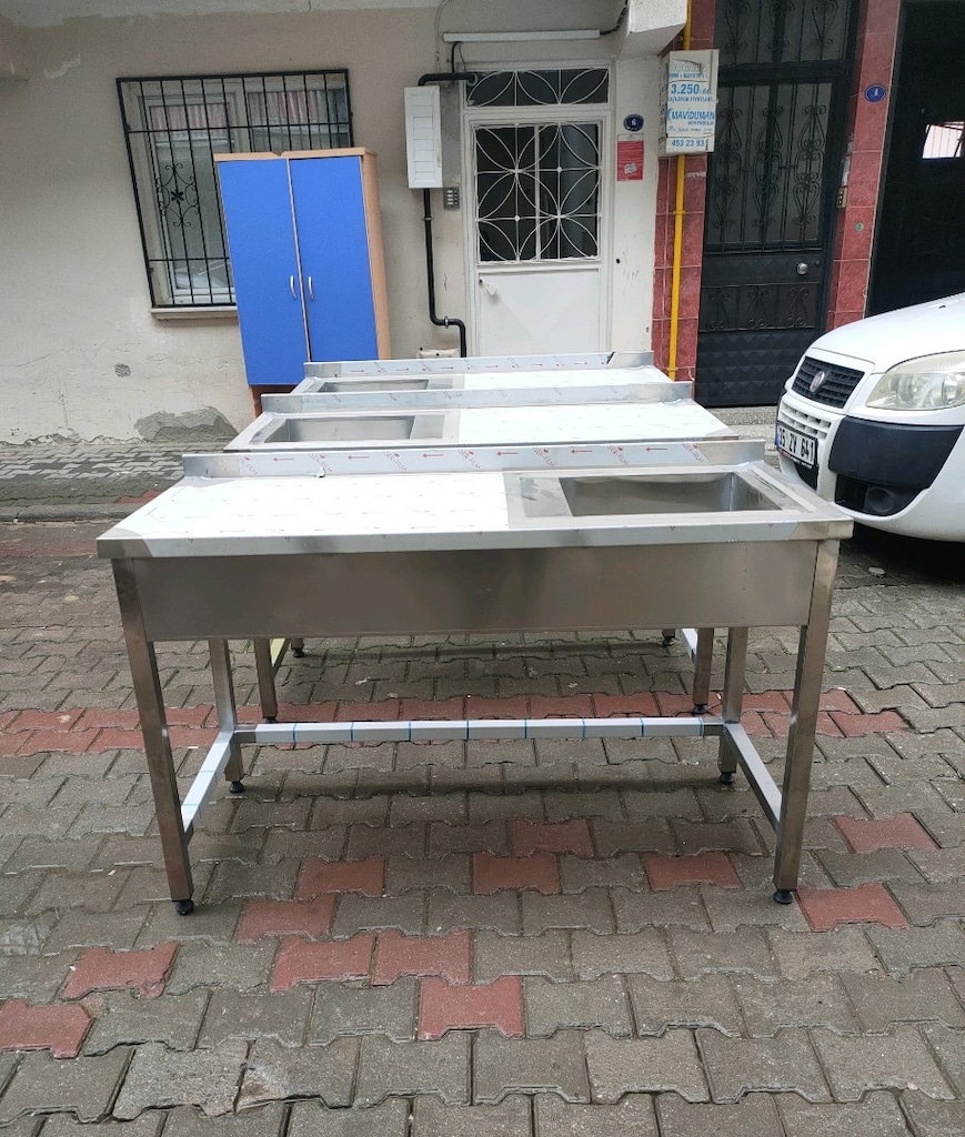 krom evye bulaşık yıkama lavabosu krom eviye tezgah hazır mutfak - 9